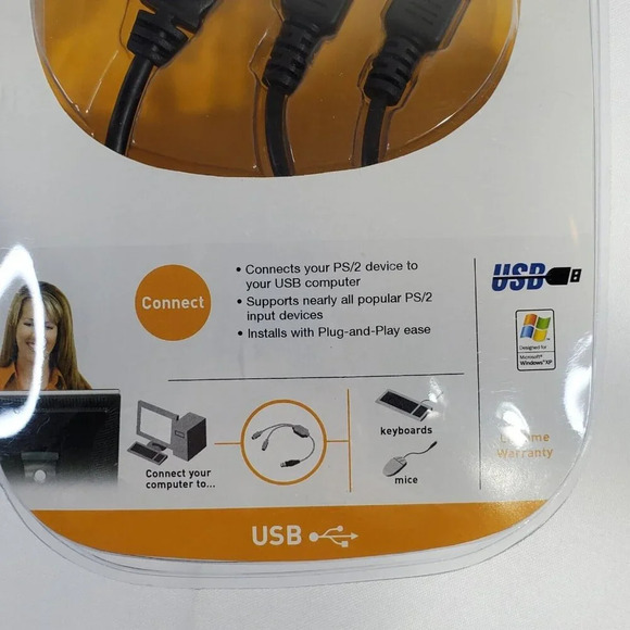 Belkin USB-to-PS/2 Adapter F5U119VE1 - Connect PS/2 Mouse & Keyboard USB New - Picture 2 of 5